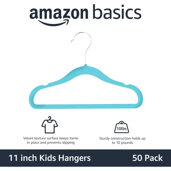 imageAmazon Basics Kids Velvet NonSlip Clothes Hangers babytoddler 116 Inches for baby clothes Pack of 30 GrayBlue