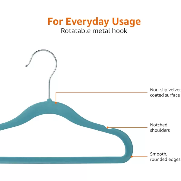 imageAmazon Basics Kids Velvet NonSlip Clothes Hangers babytoddler 116 Inches for baby clothes Pack of 30 GrayBlue