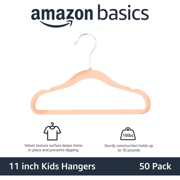 imageAmazon Basics Kids Velvet NonSlip Clothes Hangers babytoddler 116 Inches for baby clothes Pack of 30 GrayBlush