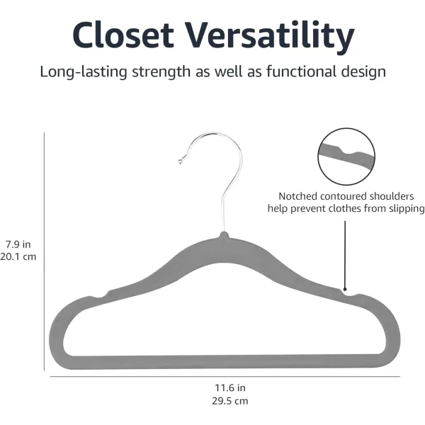 imageAmazon Basics Kids Velvet NonSlip Clothes Hangers babytoddler 116 Inches for baby clothes Pack of 30 GrayGray