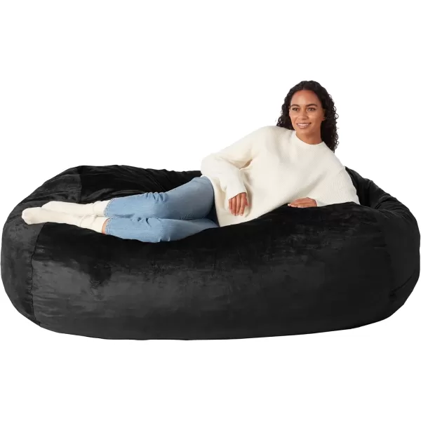 imageAmazon Basics Large Bean Bag Chairs for Adults 6 ft Grey Memory Foam Filled with Solid Microfiber CoverBlack