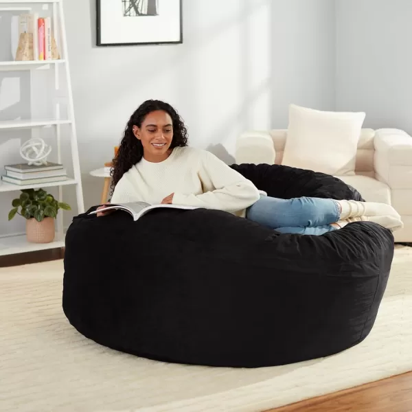 imageAmazon Basics Large Bean Bag Chairs for Adults 6 ft Grey Memory Foam Filled with Solid Microfiber CoverBlack