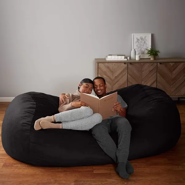 imageAmazon Basics Large Bean Bag Chairs for Adults 6 ft Grey Memory Foam Filled with Solid Microfiber CoverBlack