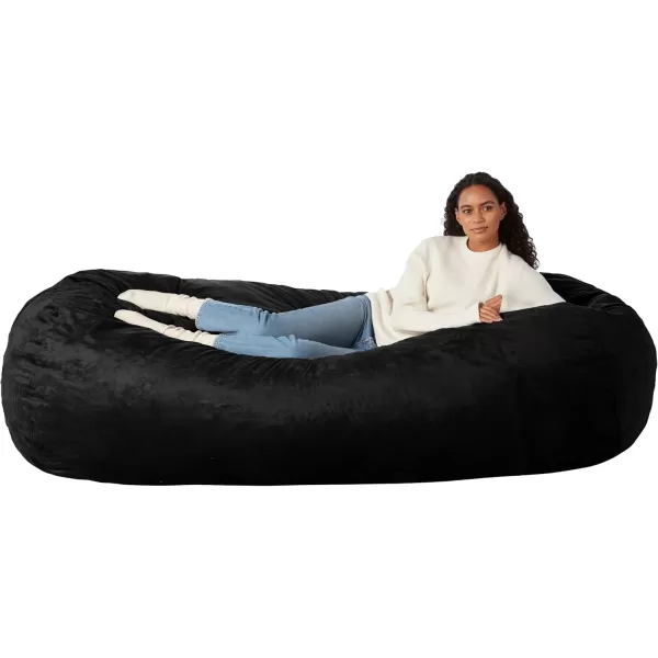 imageAmazon Basics Large Bean Bag Chairs for Adults 6 ft Grey Memory Foam Filled with Solid Microfiber CoverBlack