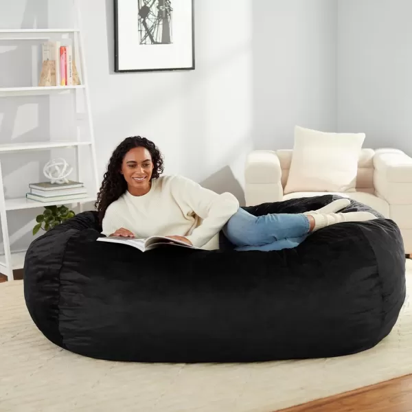 imageAmazon Basics Large Bean Bag Chairs for Adults 6 ft Grey Memory Foam Filled with Solid Microfiber CoverBlack