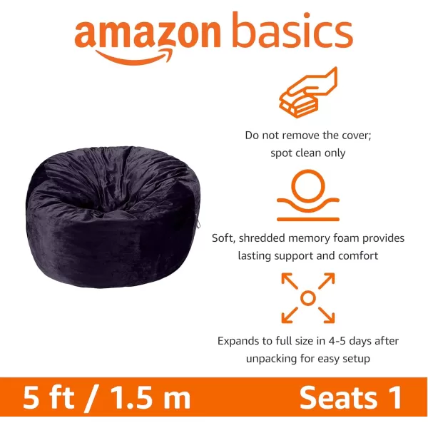 imageAmazon Basics Large Bean Bag Chairs for Adults 6 ft Grey Memory Foam Filled with Solid Microfiber CoverBlue