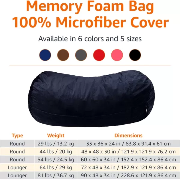 imageAmazon Basics Large Bean Bag Chairs for Adults 6 ft Grey Memory Foam Filled with Solid Microfiber CoverBlue