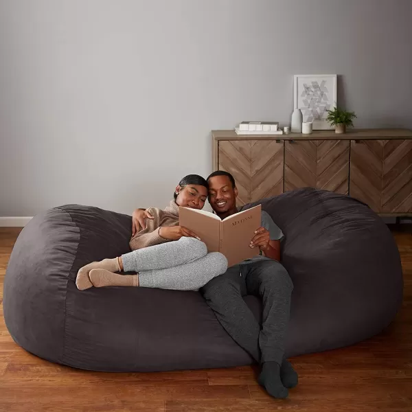 imageAmazon Basics Large Bean Bag Chairs for Adults 6 ft Grey Memory Foam Filled with Solid Microfiber CoverGrey