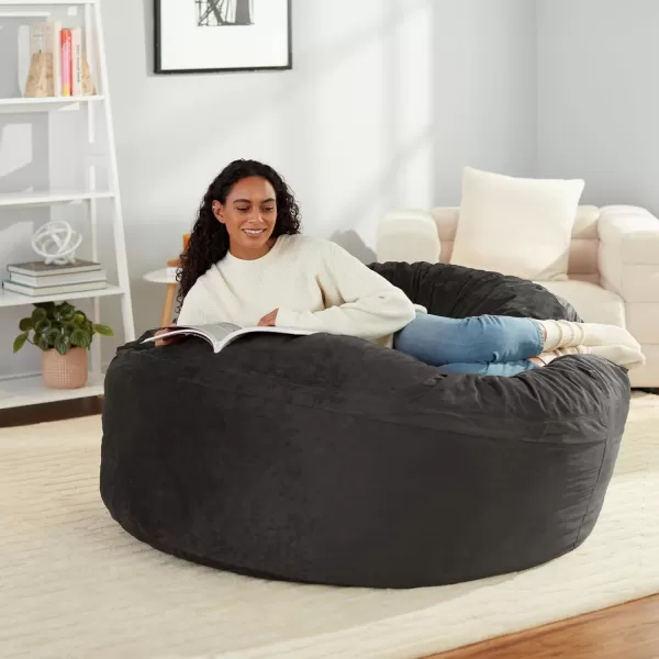 imageAmazon Basics Large Bean Bag Chairs for Adults 6 ft Grey Memory Foam Filled with Solid Microfiber CoverGrey