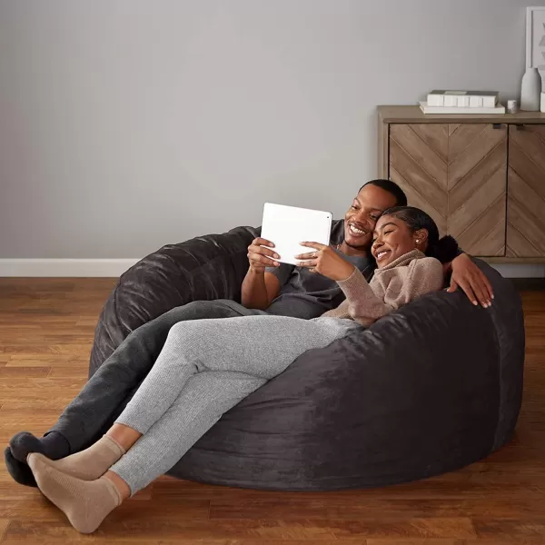 imageAmazon Basics Large Bean Bag Chairs for Adults 6 ft Grey Memory Foam Filled with Solid Microfiber CoverGrey