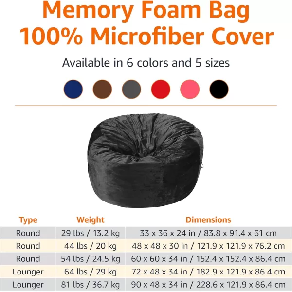 imageAmazon Basics Large Bean Bag Chairs for Adults 6 ft Grey Memory Foam Filled with Solid Microfiber CoverGrey