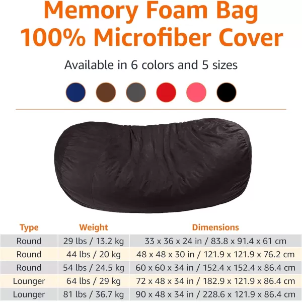 imageAmazon Basics Large Bean Bag Chairs for Adults 6 ft Grey Memory Foam Filled with Solid Microfiber CoverGrey