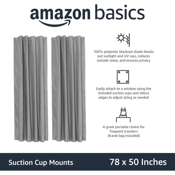 imageAmazon Basics Portable Window Blackout Shades with Suction Cups Moon and Stars Design 78 x 50 Inch 1 PackDark Grey