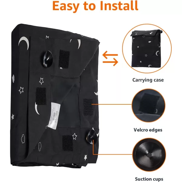 imageAmazon Basics Portable Window Blackout Shades with Suction Cups Moon and Stars Design 78 x 50 Inch 1 PackMoon and Stars