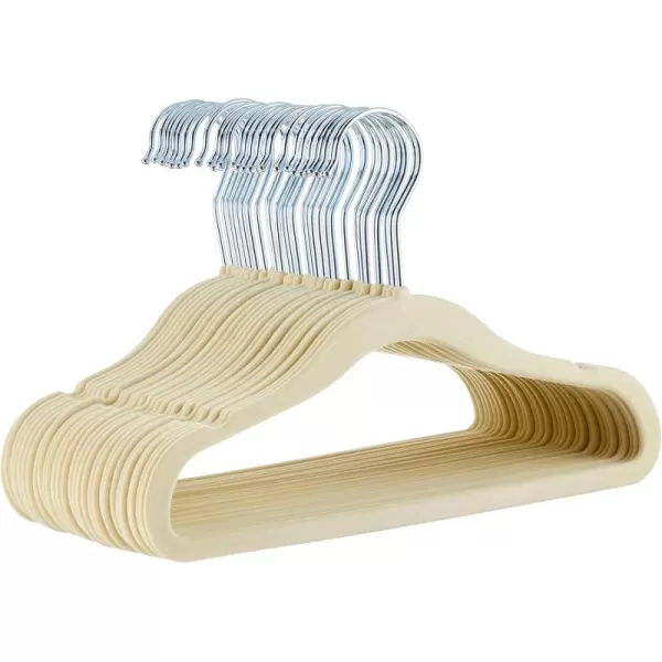 imageAmazon Basics Kids Velvet NonSlip Clothes Hangers babytoddler 116 Inches for baby clothes Pack of 30 GrayBeige