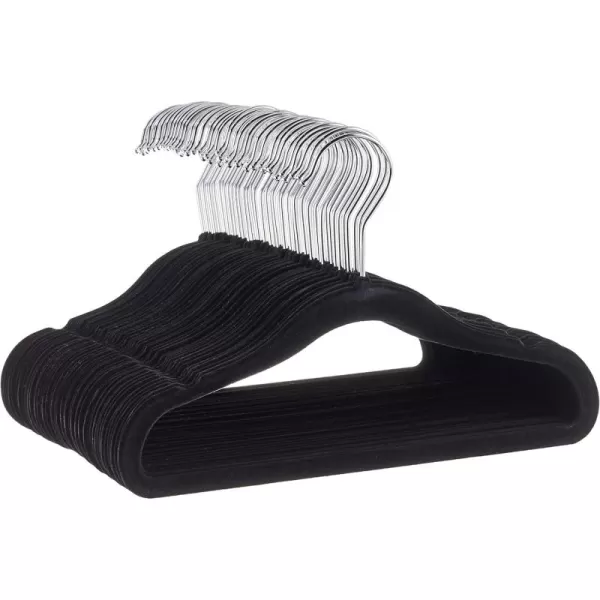 imageAmazon Basics Kids Velvet NonSlip Clothes Hangers babytoddler 116 Inches for baby clothes Pack of 30 GrayBlack