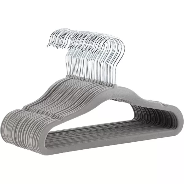 imageAmazon Basics Kids Velvet NonSlip Clothes Hangers babytoddler 116 Inches for baby clothes Pack of 30 GrayGray