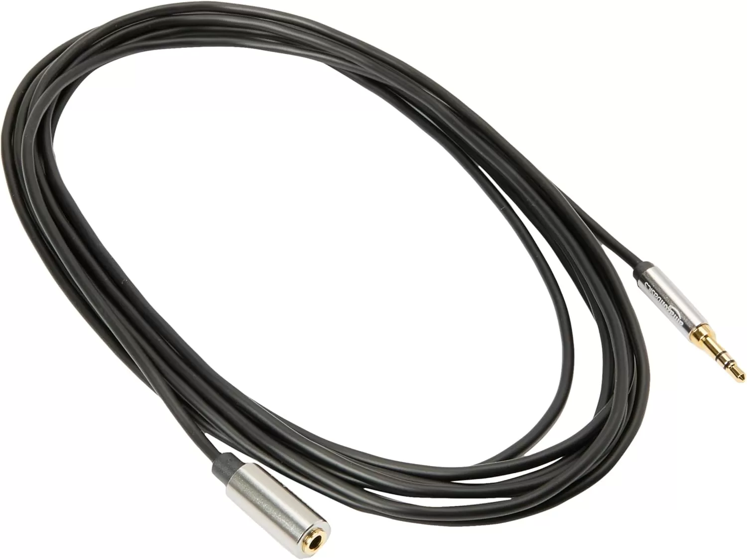 imageAmazon Basics 35mm Aux Jack Audio Extension Cable Male to Female Adapter for Headphone or Smartphone 6 Foot Black12 Feet