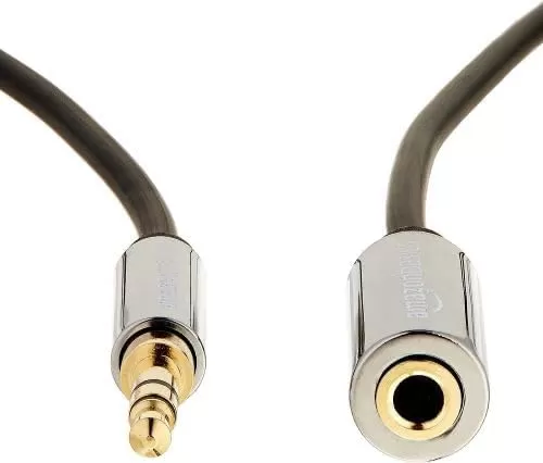 imageAmazon Basics 35mm Aux Jack Audio Extension Cable Male to Female Adapter for Headphone or Smartphone 6 Foot Black12 Feet