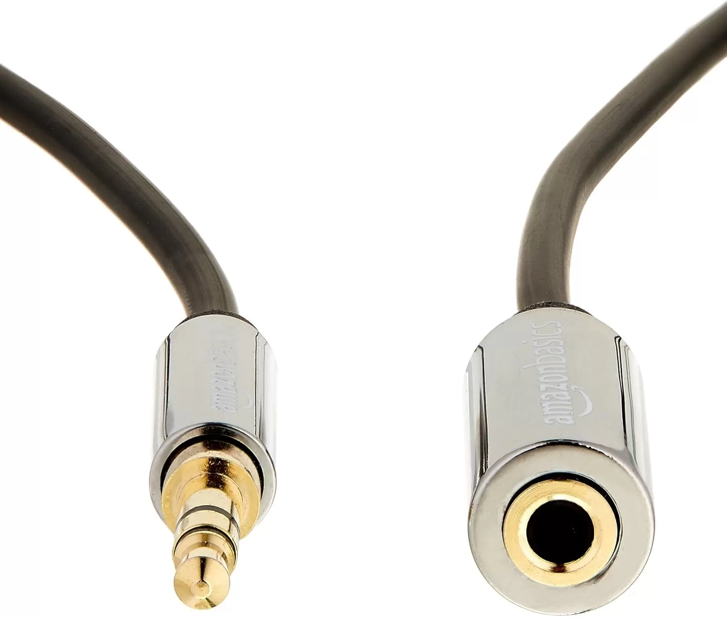 imageAmazon Basics 35mm Aux Jack Audio Extension Cable Male to Female Adapter for Headphone or Smartphone 6 Foot Black6 Feet