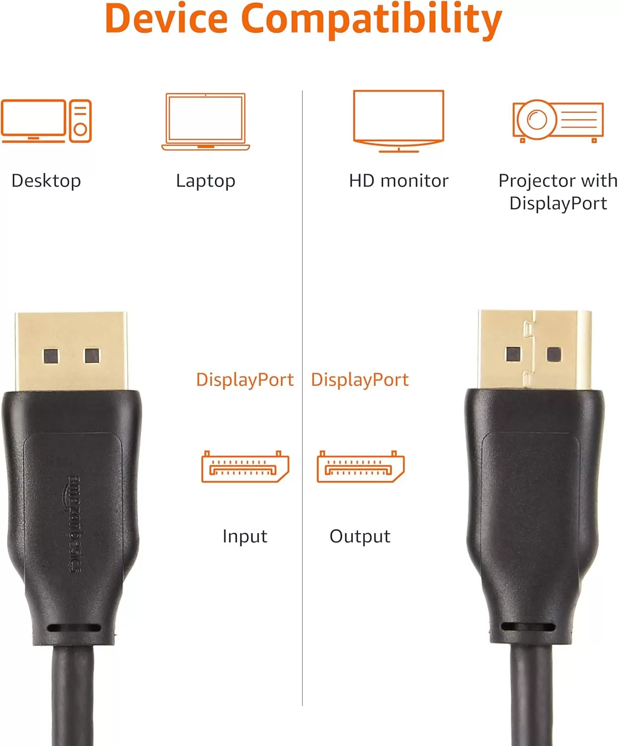 imageAmazon Basics DisplayPort to DisplayPort HD Display Cable  6 Feet 52 Count Black10Pack