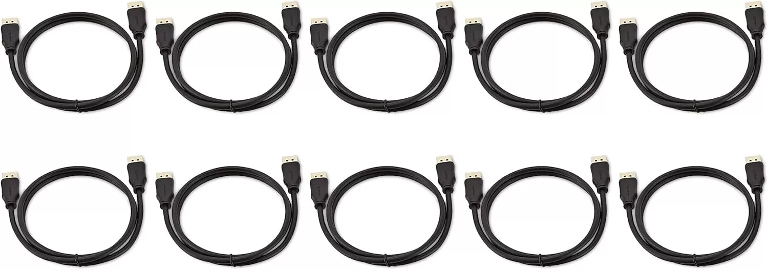 imageAmazon Basics DisplayPort to DisplayPort HD Display Cable  6 Feet 52 Count Black10Pack
