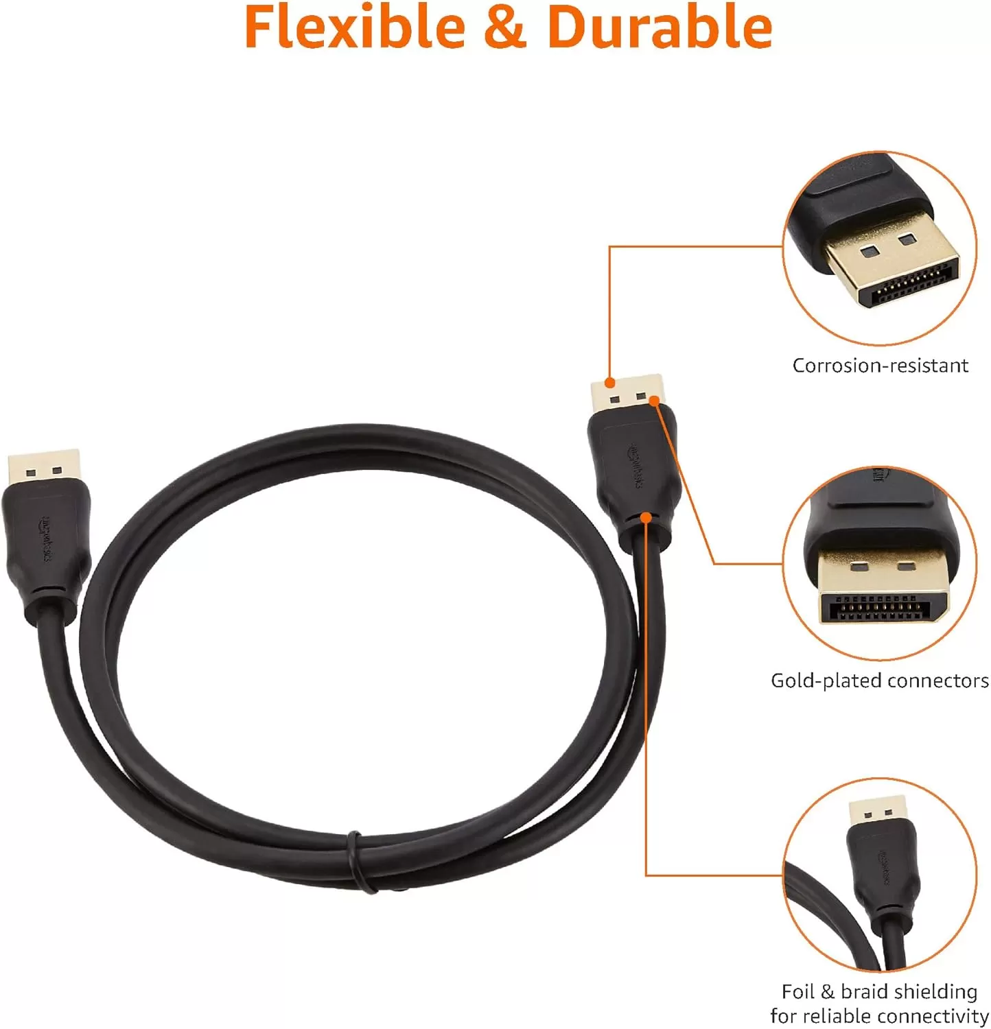 imageAmazon Basics DisplayPort to DisplayPort HD Display Cable  6 Feet 52 Count Black10Pack