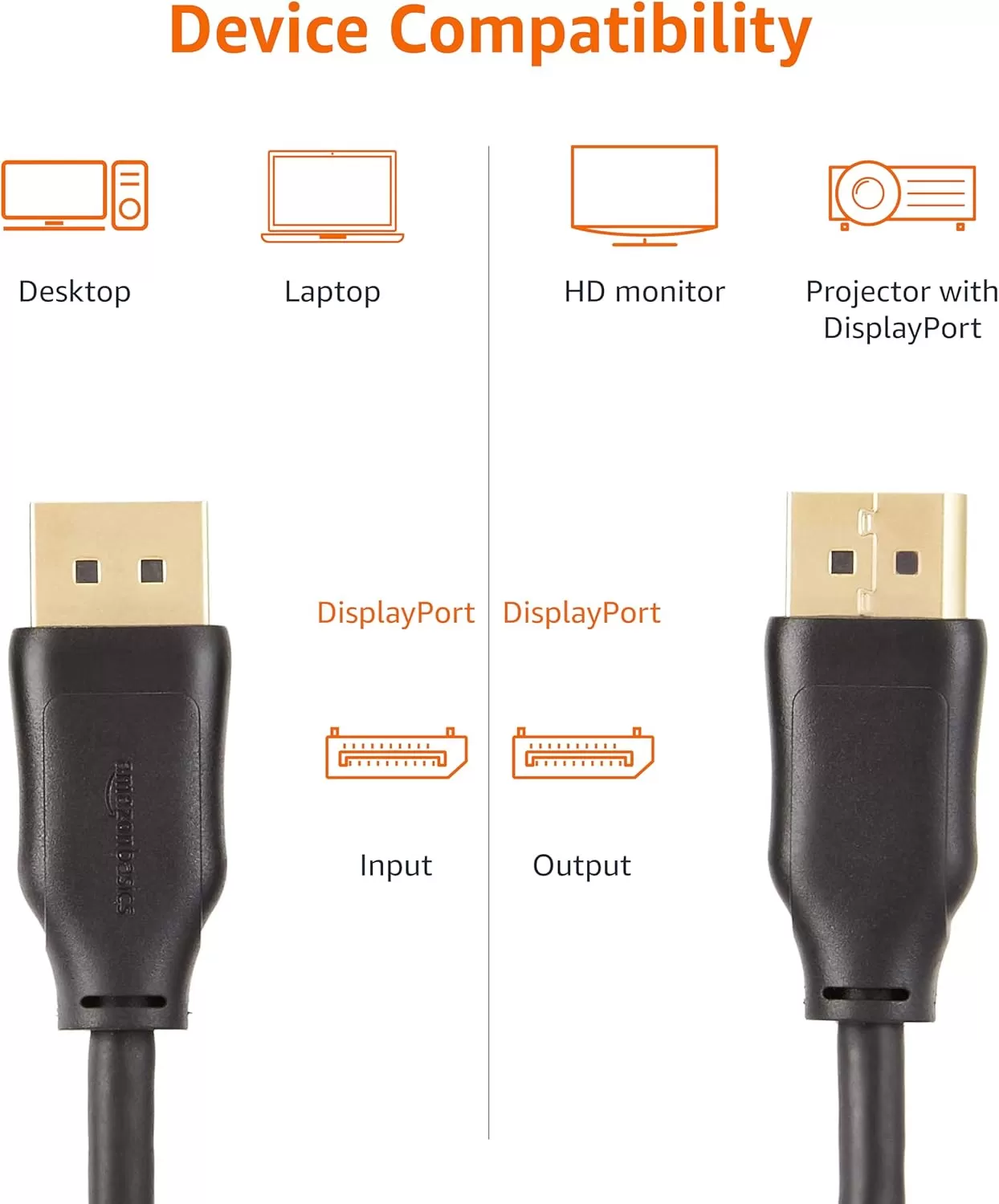 imageAmazon Basics DisplayPort to DisplayPort HD Display Cable  6 Feet 52 Count Black1Pack
