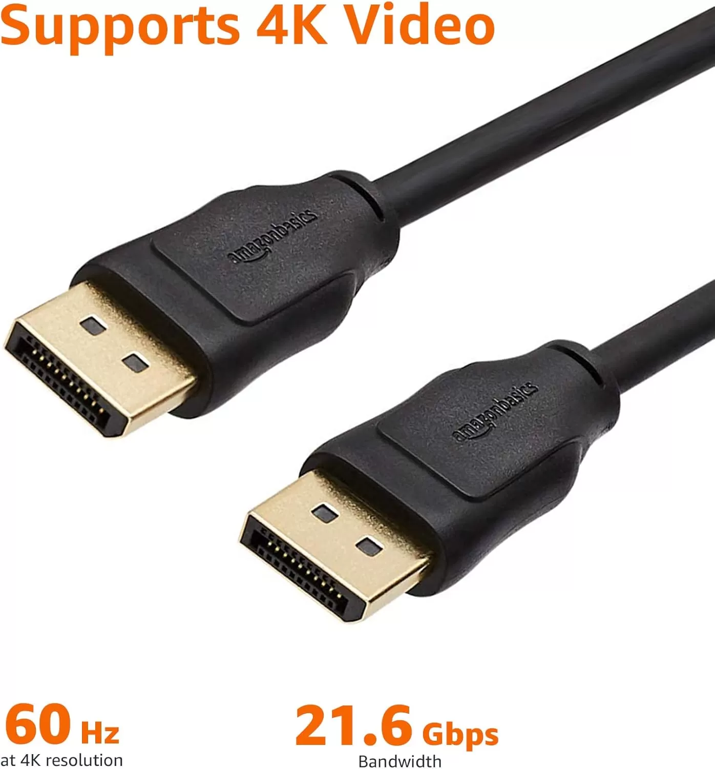 imageAmazon Basics DisplayPort to DisplayPort HD Display Cable  6 Feet 52 Count BlackCase of 52