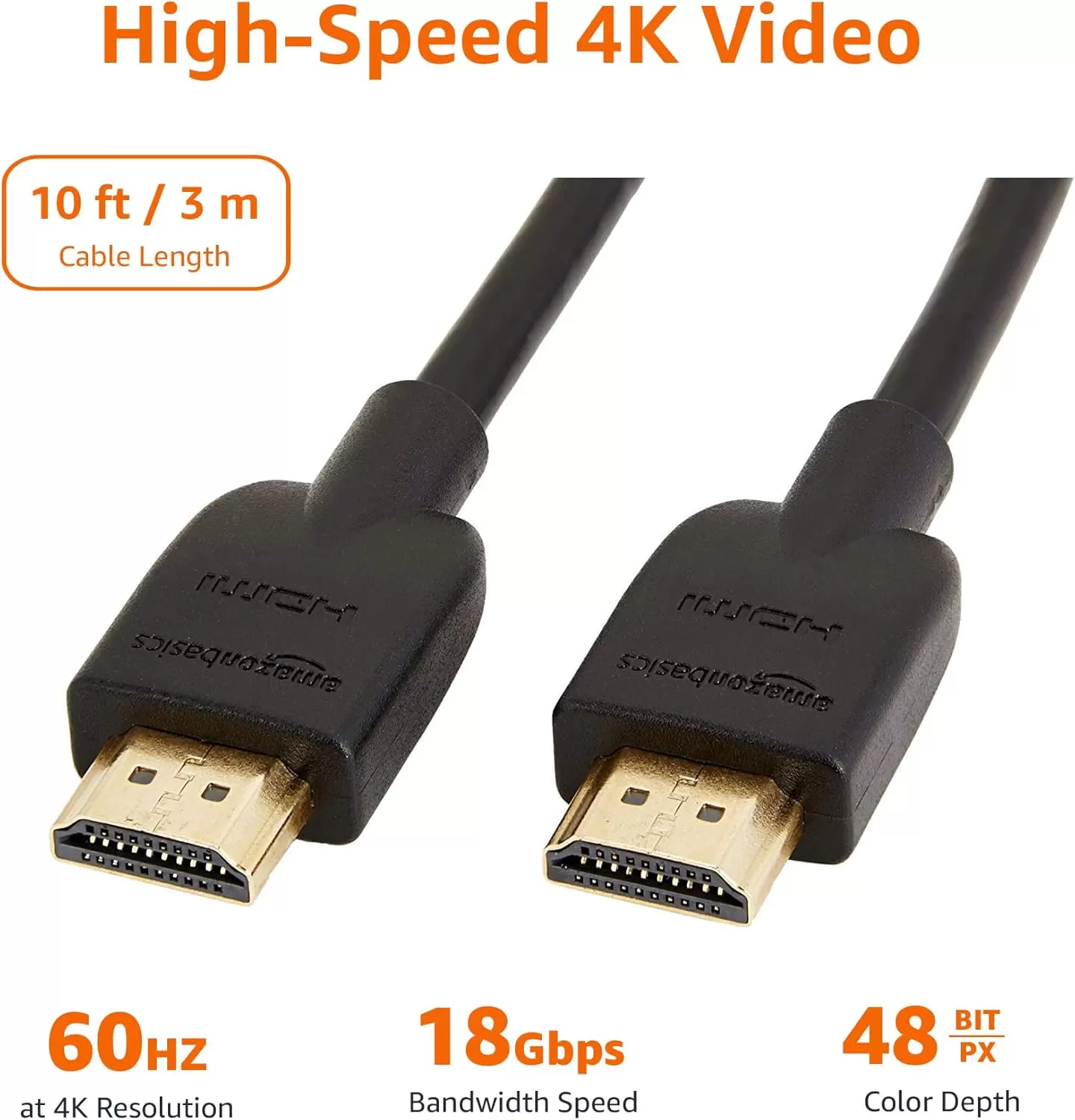 imageAmazon Basics HighSpeed 4K Ultra HD HDMI 20 CableCord 6 feet 1Pack Case of 84 18 Gbps 60 Hz 2160p 48 bit MaletoMale Ethernet Ready 3D Black10 Feet
