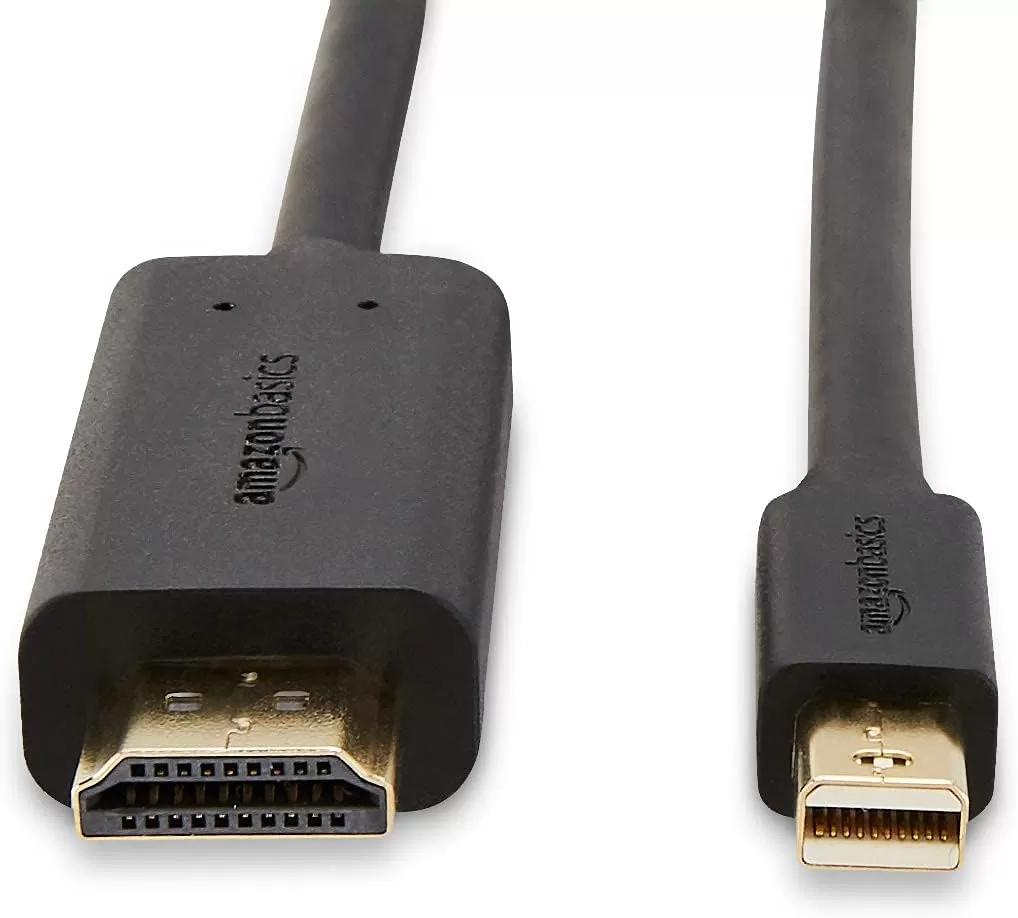 imageAmazon Basics Mini DisplayPort Male to HDMI Male Cable 1080p GoldPlated Plugs 6 Foot Black for Personal Computer10Feet