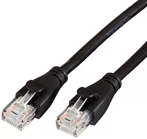 imageAmazon Basics RJ45 Cat6 Ethernet Network Cable for Fast Gaming 1Gbps Transfer Speed Durable GoldPlated Connectors 25 Foot 76 Meters Black14 Foot