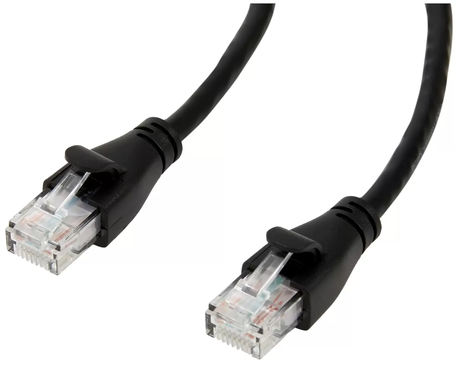 imageAmazon Basics RJ45 Cat6 Ethernet Network Cable for Fast Gaming 1Gbps Transfer Speed Durable GoldPlated Connectors 25 Foot 76 Meters Black5 Foot