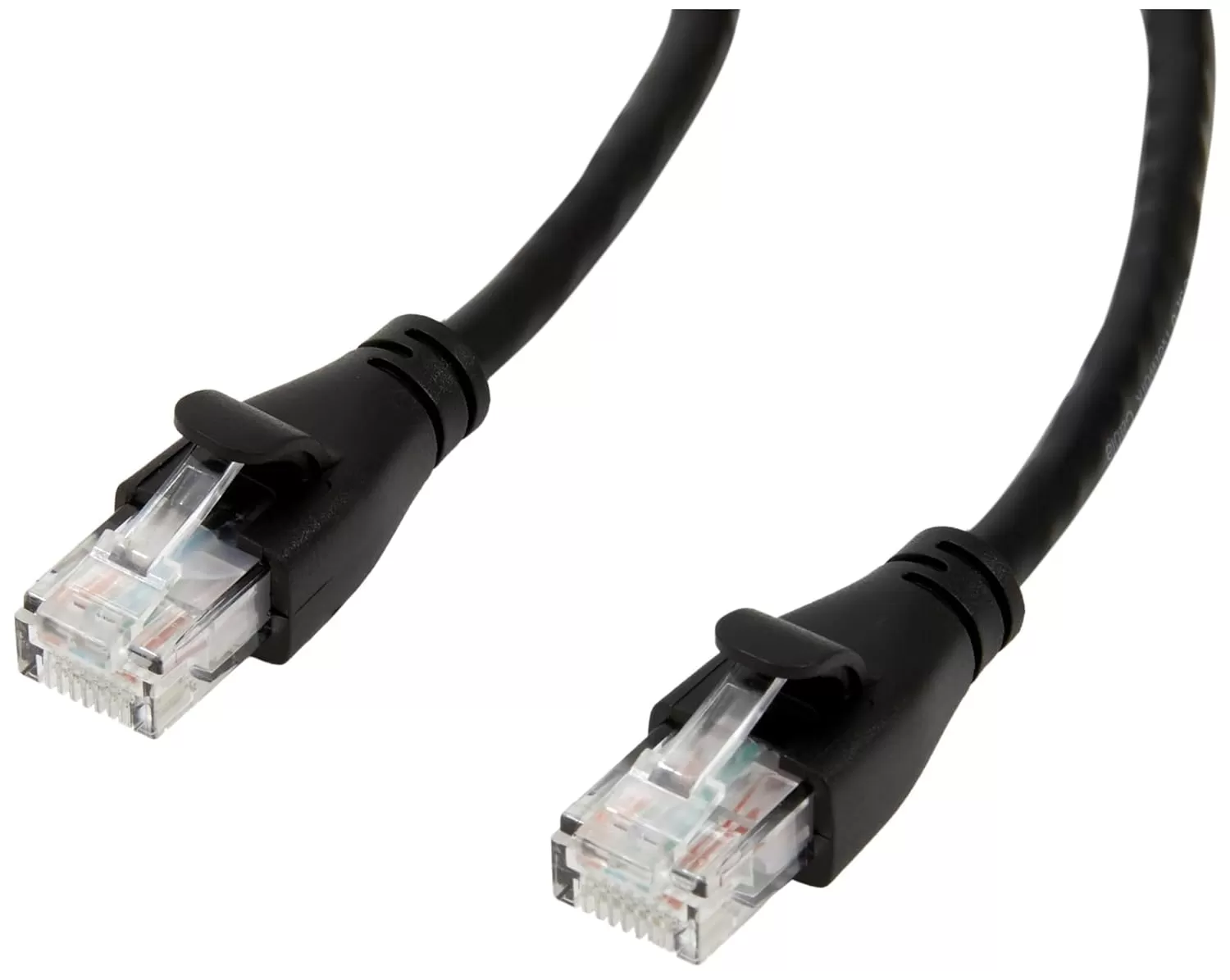 imageAmazon Basics RJ45 Cat6 Ethernet Network Cable for Fast Gaming 1Gbps Transfer Speed Durable GoldPlated Connectors 25 Foot 76 Meters Black50 Foot