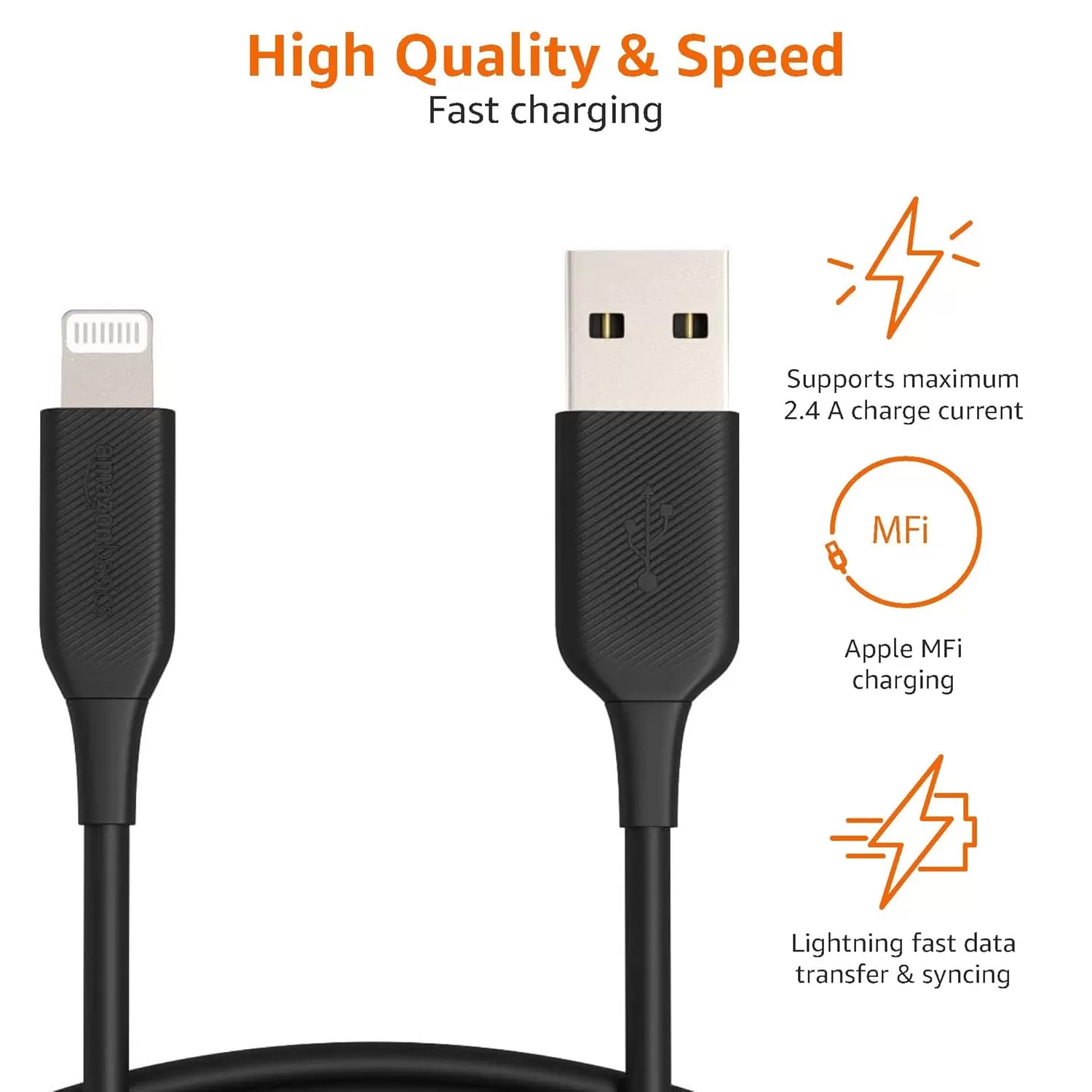 imageAmazon Basics USB20 Type C to Lightning Cable MFi Certified 6 Feet WhiteBlack