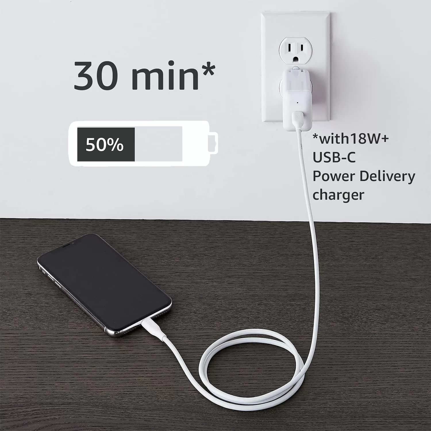 imageAmazon Basics USB20 Type C to Lightning Cable MFi Certified 6 Feet WhiteWhite