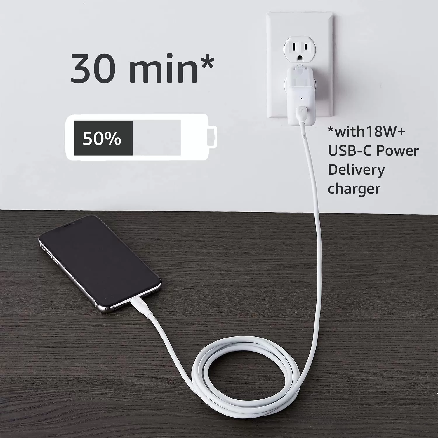 imageAmazon Basics USB20 Type C to Lightning Cable MFi Certified 6 Feet WhiteWhite