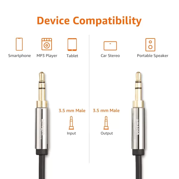 imageAmazon Basics 35mm Aux Audio Cable for Stereo Speaker or Subwoofer with GoldPlated Plugs 4 Foot BlackBlack