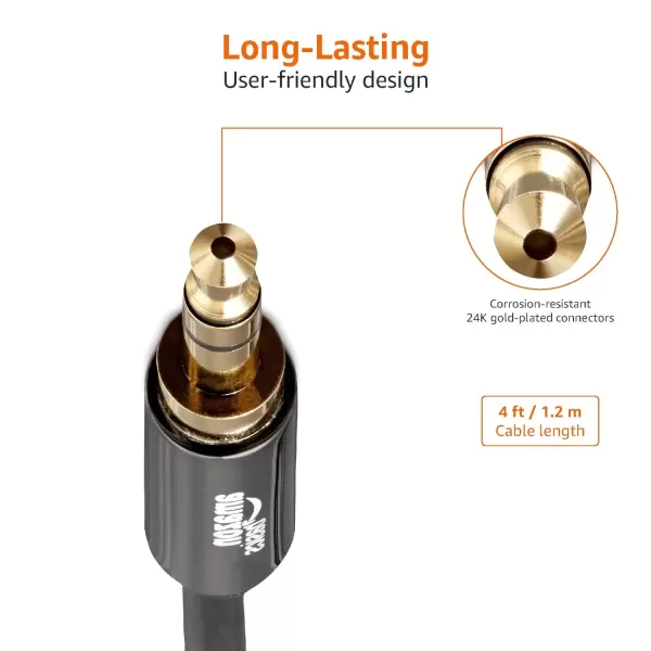imageAmazon Basics 35mm Aux Audio Cable for Stereo Speaker or Subwoofer with GoldPlated Plugs 4 Foot BlackBlack