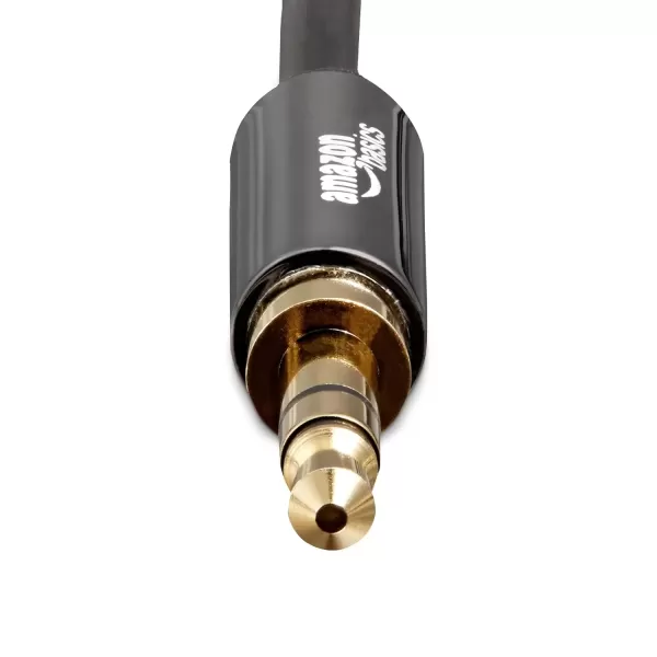 imageAmazon Basics 35mm Aux Audio Cable for Stereo Speaker or Subwoofer with GoldPlated Plugs 4 Foot BlackBlack