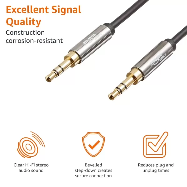imageAmazon Basics 35mm Aux Audio Cable for Stereo Speaker or Subwoofer with GoldPlated Plugs 4 Foot BlackBlack