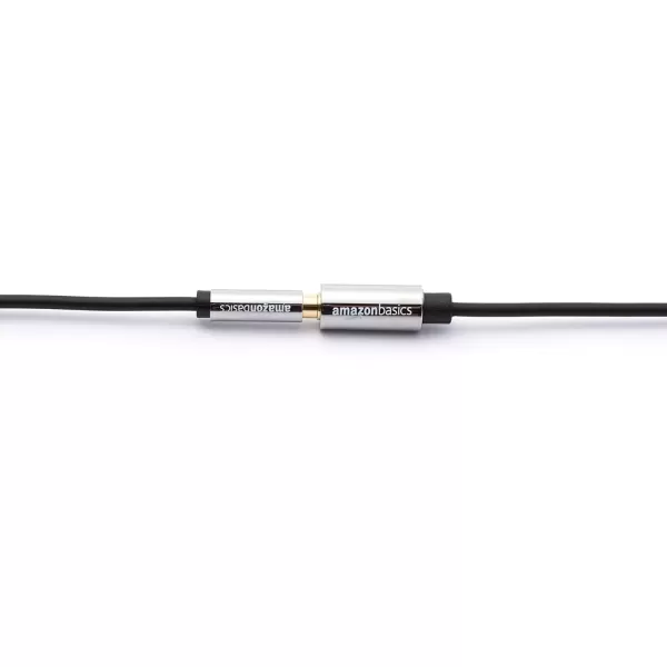 imageAmazon Basics 35mm Aux Jack Audio Extension Cable Male to Female Adapter for Headphone or Smartphone 25 Foot BlackBlack