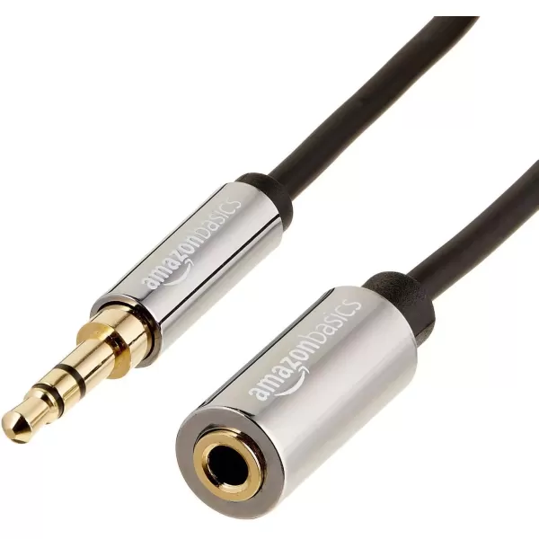 imageAmazon Basics 35mm Aux Jack Audio Extension Cable Male to Female Adapter for Headphone or Smartphone 25 Foot BlackBlack