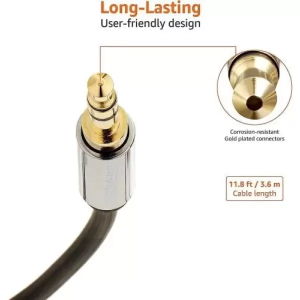 imageAmazon Basics 35mm Aux Jack Audio Extension Cable Male to Female Adapter for Headphone or Smartphone 6 Foot Black12 Feet