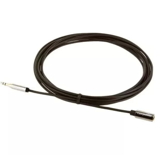imageAmazon Basics 35mm Aux Jack Audio Extension Cable Male to Female Adapter for Headphone or Smartphone 6 Foot Black12 Feet