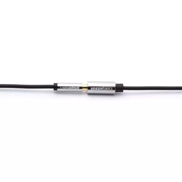 imageAmazon Basics 35mm Aux Jack Audio Extension Cable Male to Female Adapter for Headphone or Smartphone 6 Foot Black6 Feet