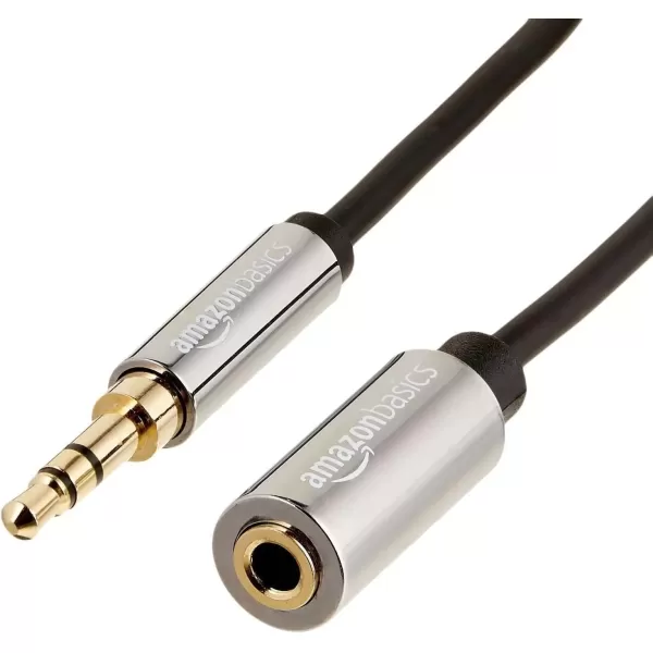 imageAmazon Basics 35mm Aux Jack Audio Extension Cable Male to Female Adapter for Headphone or Smartphone 6 Foot Black6 Feet