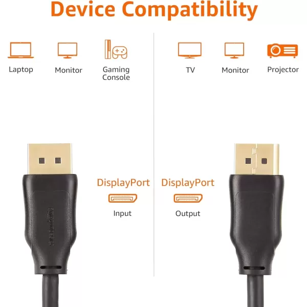 imageAmazon Basics DisplayPort to DisplayPort HD Display Cable  6 Feet 52 Count Black10Pack