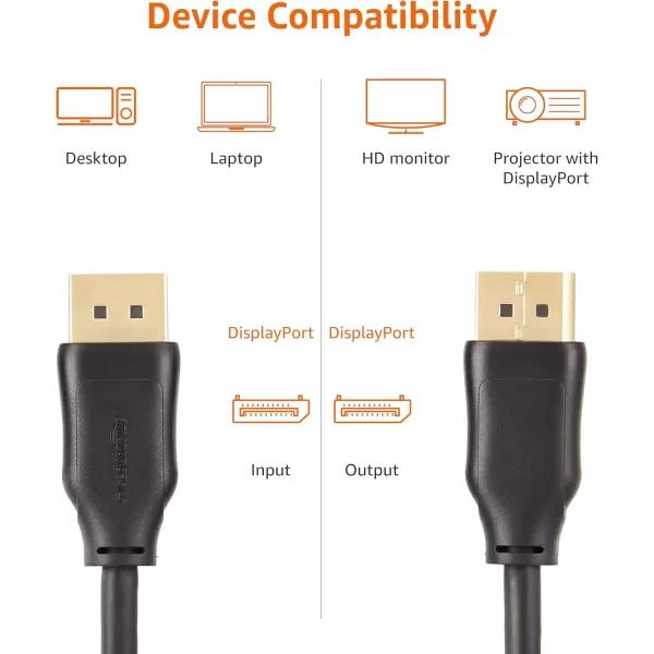 imageAmazon Basics DisplayPort to DisplayPort HD Display Cable  6 Feet 52 Count Black10Pack