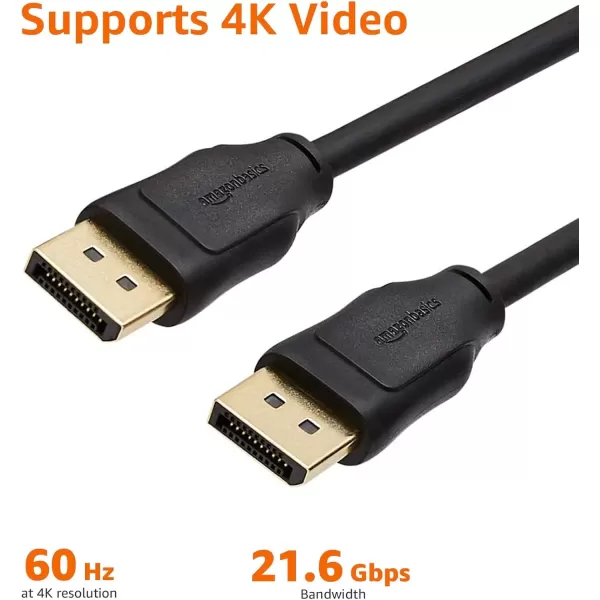 imageAmazon Basics DisplayPort to DisplayPort HD Display Cable  6 Feet 52 Count BlackCase of 52